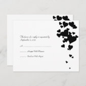 白黒ハート結婚式RSVP 出欠カード (正面/裏面)