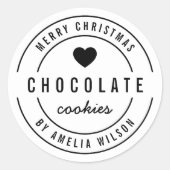 白黒ハート自家製メリークリスマス ラウンドシール (正面)