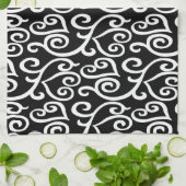 白黒ハート キッチンタオル (折り畳み)