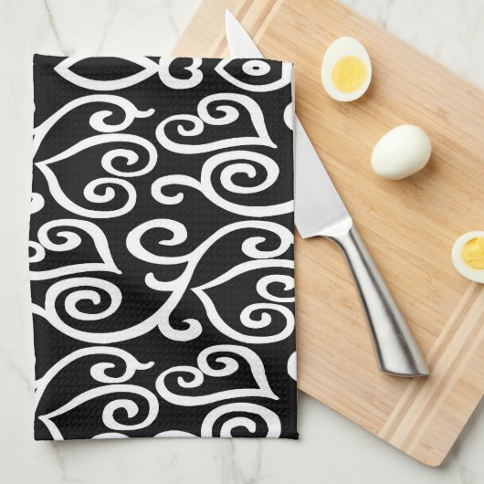 白黒ハート キッチンタオル (四つ折り)
