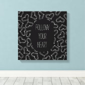 白黒ハート キャンバスプリント (インサイチュ (ウッドフロア))