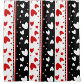 白黒ハート シャワーカーテン (正面)