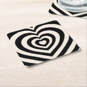 白黒ハート スクエアペーパーコースター (アングル)