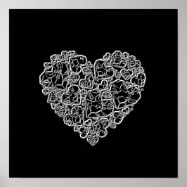 白黒ハート ポスター