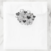 白黒ハート ラウンドシール (バッグ)