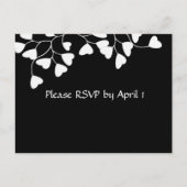 白黒ハートRSVP インビテーションポストカード (正面)