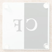 白黒ハーフカスタムイニシャル ガラスコースター (裏面)