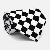 白黒ハーフダスタイリッシュイアチェッカーモンド赤帯 ネクタイ (ロール)