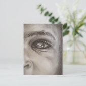 白黒ハーフ顔ポートレート、ドラマチックエレガント ポストカード (スタンド正面)