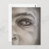 白黒ハーフ顔ポートレート、ドラマチックエレガント ポストカード (正面/裏面)
