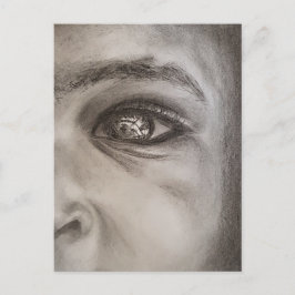 白黒ハーフ顔ポートレート、ドラマチックエレガント ポストカード