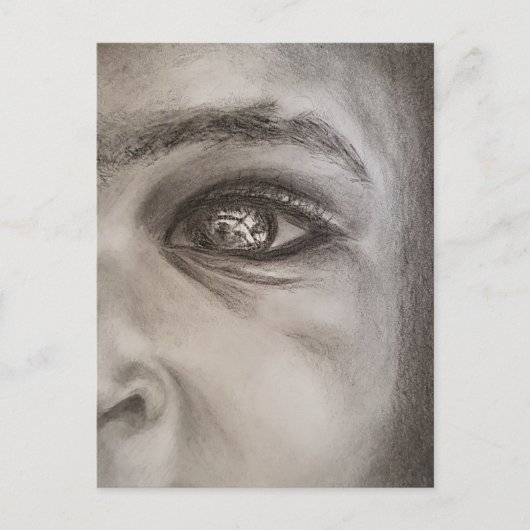 白黒ハーフ顔ポートレート、ドラマチックエレガント ポストカード (正面)