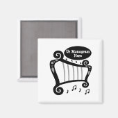 白黒ハープモノグラム マグネット (正面/裏面)