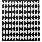 白黒ハーレクインダイアモンズパターンデザイン シャワーカーテン (正面)