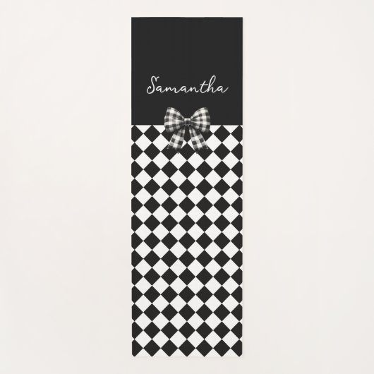 白黒ハーレクイン不機嫌ハッター市松模様に ヨガマット (正面)