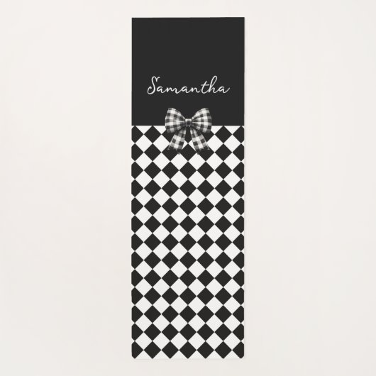 白黒ハーレクイン不機嫌ハッター市松模様に ヨガマット (裏面)