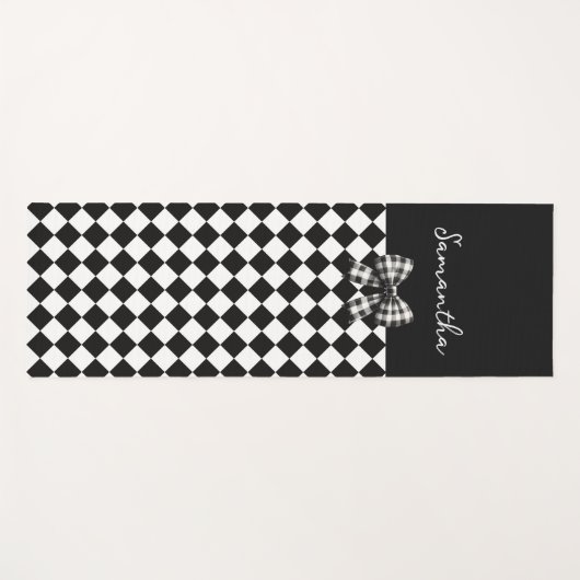 白黒ハーレクイン不機嫌ハッター市松模様に ヨガマット (正面(横))