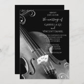 白黒バイオクラシカルリン結婚ズ 招待状 (正面/裏面)