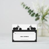 白黒バイクバイクもしくは自転車に乗る人シルエットプレイスカード プレイスカード (スタンド正面)