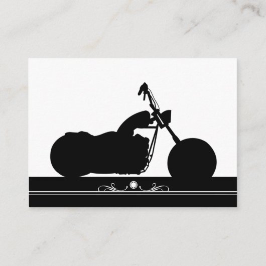 白黒バイクバイクもしくは自転車に乗る人シルエットプレイスカード プレイスカード (裏面)