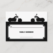 白黒バイクバイクもしくは自転車に乗る人シルエットプレイスカード プレイスカード (正面)