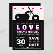 白黒バイク シルエット Save the Date 招待状 (正面/裏面)