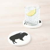 白黒バイソンバッファローシルエットアーポップ・アートのト コースター (側面)