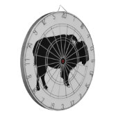 白黒バイソンバッファローシルエットアーポップ・アートのト ダーツボード (正面左)