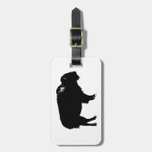白黒バイソンバッファローシルエットアーポップ・アートのト ラゲッジタグ (正面縦)