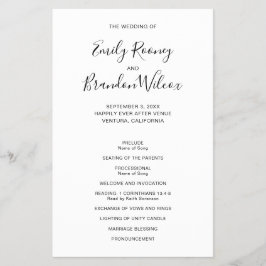 白黒バジェットモダン結婚式 プログラム チラシ