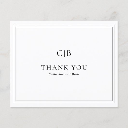 白黒バジェット結婚のサンキューカード (正面)