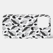 白黒バジルのハーブ葉植物のパターン Case-Mate iPhoneケース (裏面 (横))