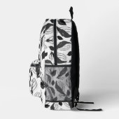 白黒バジルの葉のパターン プリントバックパック (右)