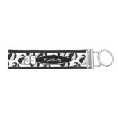 白黒バスケットボールのパターンアスリート名 リストバンドキーホルダー (鍵右)