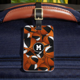 白黒バスケットボールのパターンチームカラー ラゲッジタグ