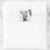 白黒バスケットボールアートポップ・アートのステッカー スクエアシール (バッグ)