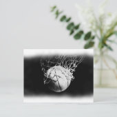 白黒バスケットボールアート ポストカード (スタンド正面)