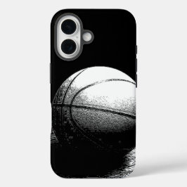 白黒バスケットボールアート iPhone 16ケース