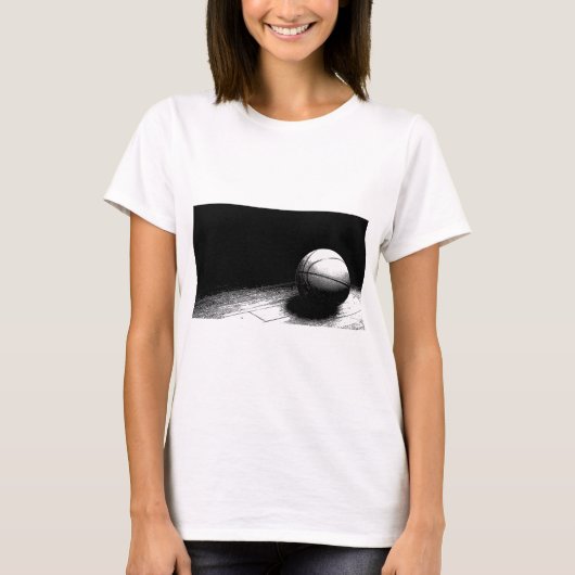 白黒バスケットボールアート Tシャツ (正面)