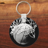 白黒バスケットボールキーホルダー キーホルダー (正面)