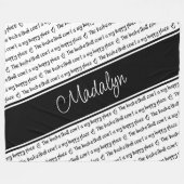 白黒バスケットボールコートは私の幸せな場所だ フリースブランケット (正面(横))