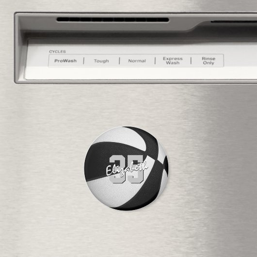 白黒バスケットボールチームの色パーソナライズされた マグネット (インサイチュ (食洗機))