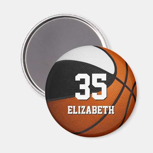 白黒バスケットボールチームスピリットキッズカスタムズ マグネット (正面/裏面)