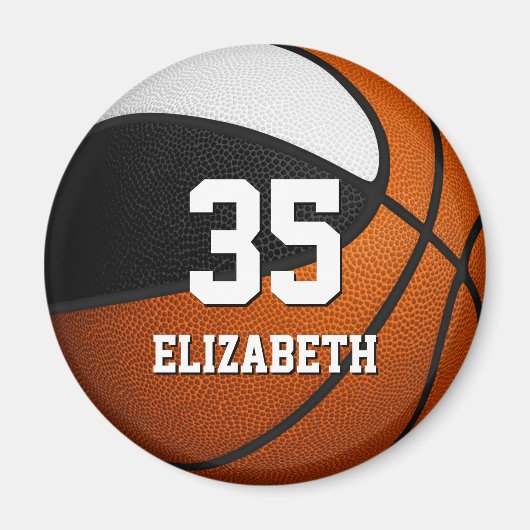 白黒バスケットボールチームスピリットキッズカスタムズ マグネット (正面)