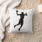 白黒バスケットボールプレーヤーシルエット クッション (ブランケット)