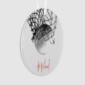 白黒バスケットボールボール&ネットあなたの名前 オーナメント (正面)