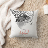 白黒バスケットボールボール&ネットあなたの名前 クッション (ブランケット)