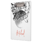 白黒バスケットボールボール&ネットあなたの名前 クリップボード (左)