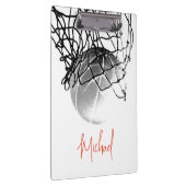 白黒バスケットボールボール&ネットあなたの名前 クリップボード (右)