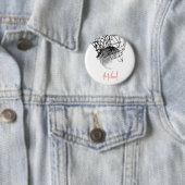 白黒バスケットボールボール&ネットあなたの名前 缶バッジ (インサイチュ)